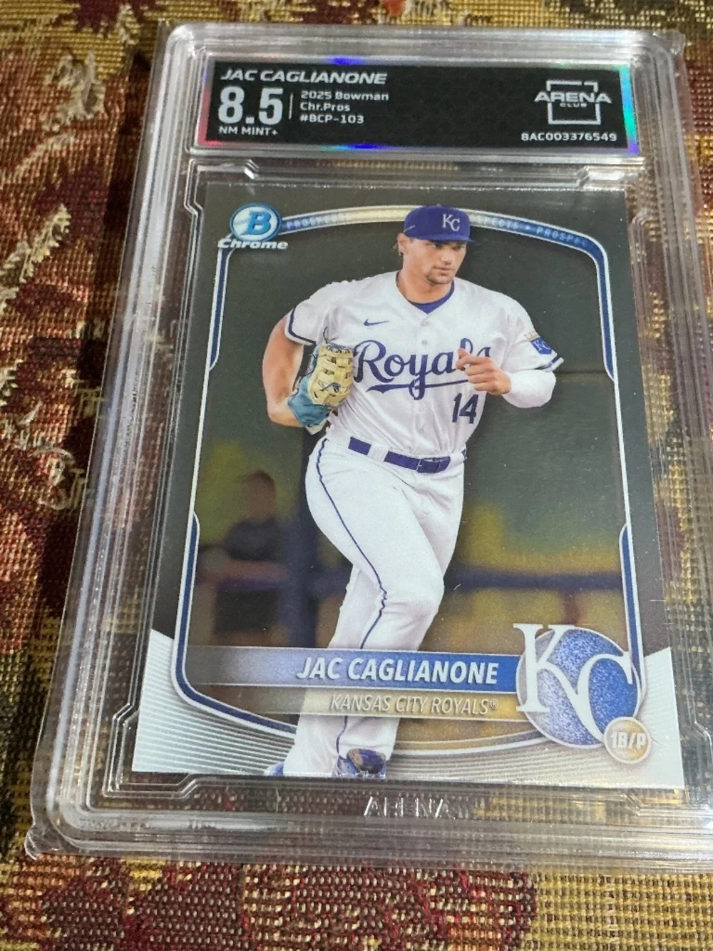 2025 Bowman BCP-103 Jac Caglianone Chrome Prospects Graded Rookie card Arena 8.5